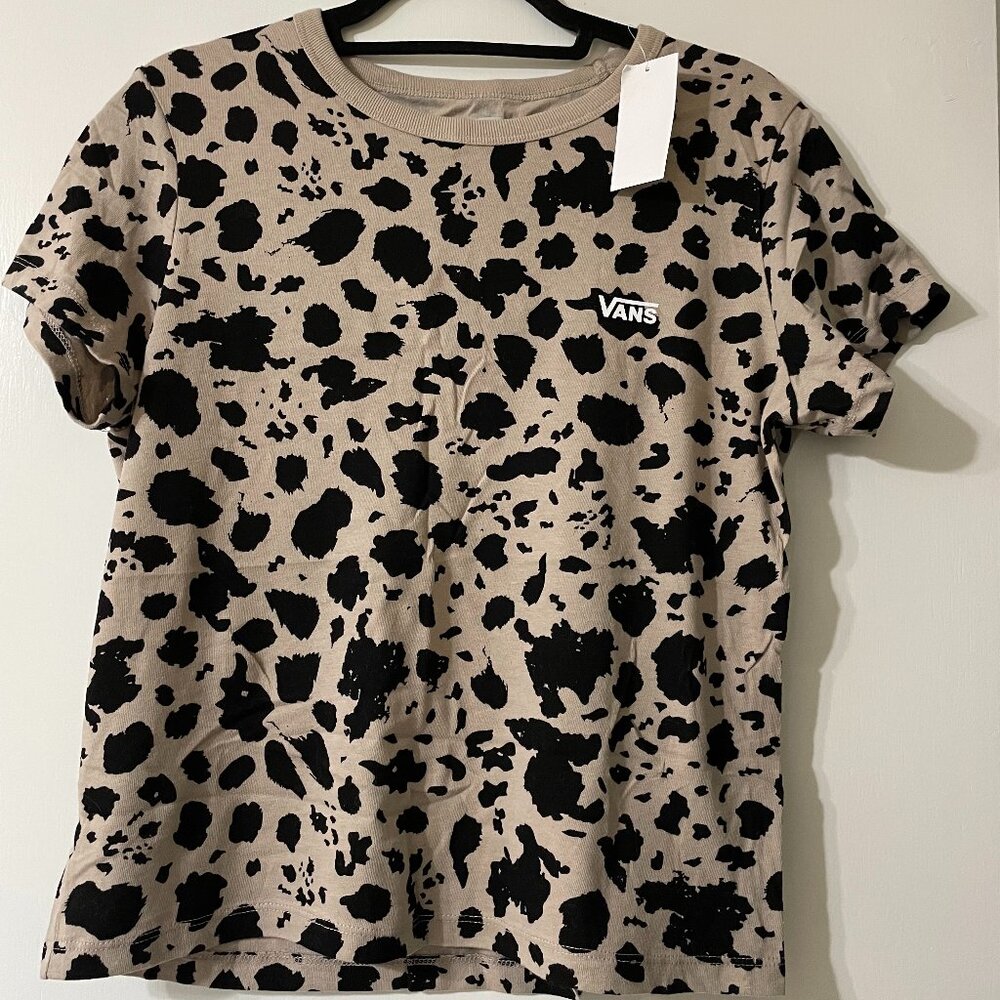 Vans Leopard Print Logo T-Shirt – Size XL